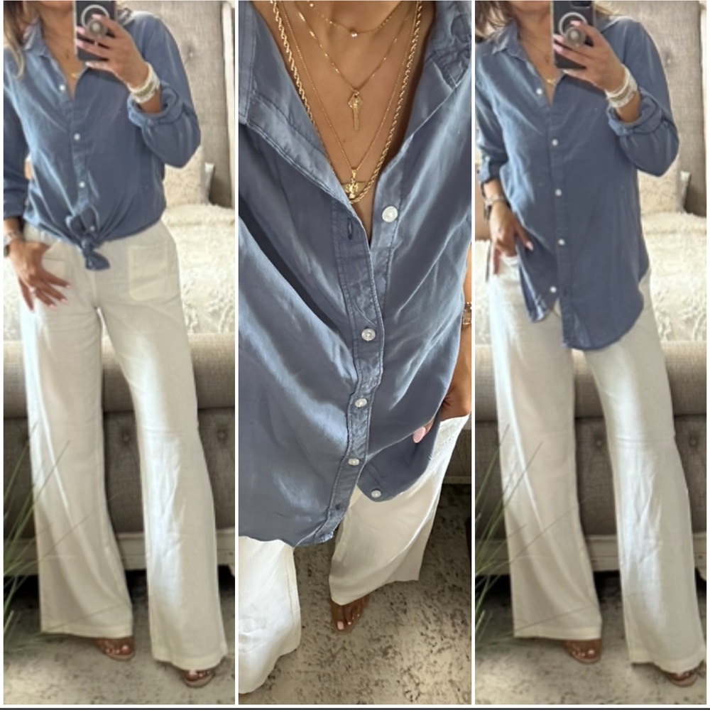 New💕 Infinity blue tencel button shirt - Picture 4 of 8
